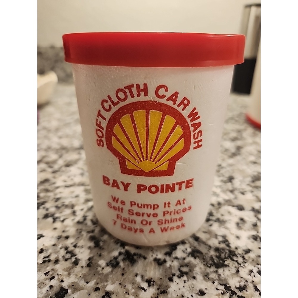 VINTAGE SYROFOAM‎ KOOZIE CUP SHELL OTTAWA OIL CAR WASH